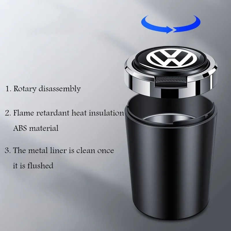 Suitable for Volkswagen RLine GTI Golf GTD Passat Tiguan TSI Jetta one-key open cover multifunctional car ashtray interior parts