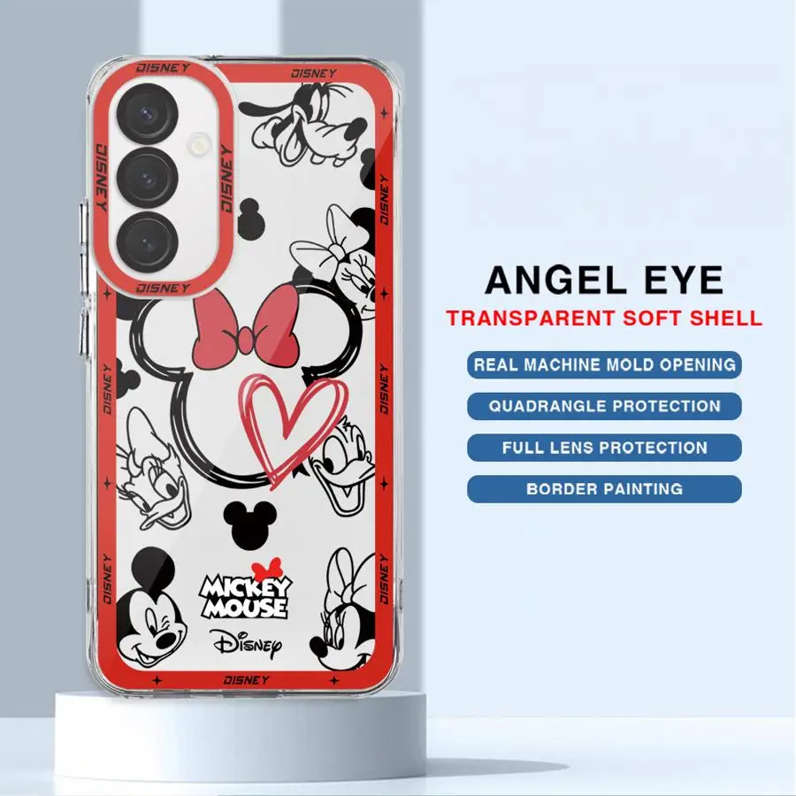 Clear Case For Samsung Galaxy A35 A55 A53 A54 A50 A34 A33 A25 A24 A13 A14 A15 A32 A23 A22 Phone Cover Disney Mickey Minnie Logo