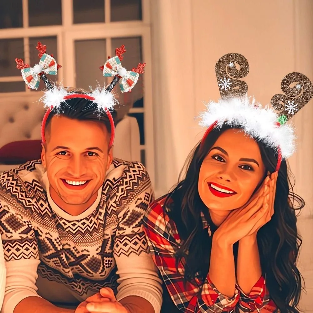 لطيف عيد الميلاد Headbands ثلج الرنة سانتا قبعة قرون تأثيري Headbands عدم الانزلاق مهرجان ورأى عيد الميلاد الشعر هوب #2