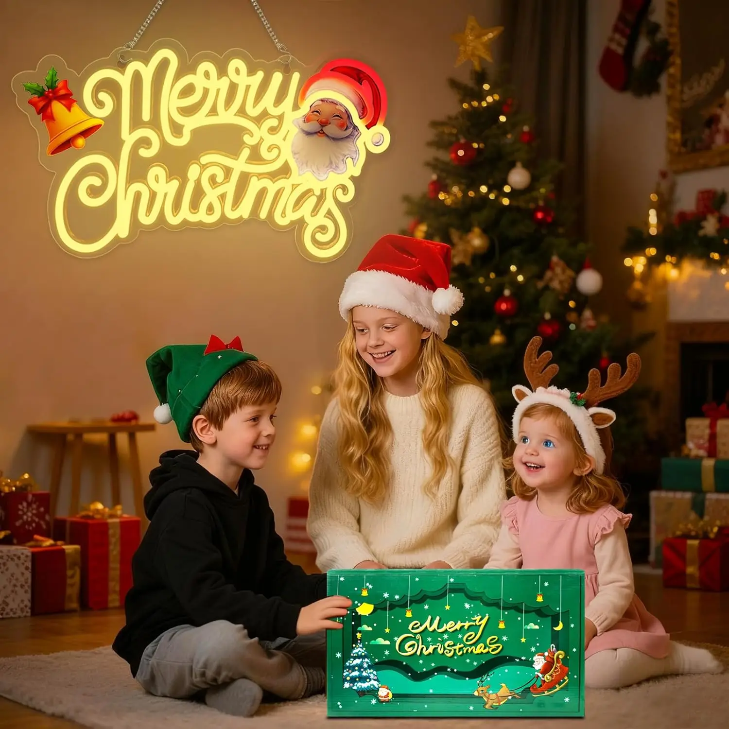 عيد ميلاد سعيد النيون تسجيل سانتا كلوز LED ضوء النيون لغرفة النوم غرفة المعيشة الرجال كهف حفلة جدار ديكور عكس الضوء USB هدية عيد