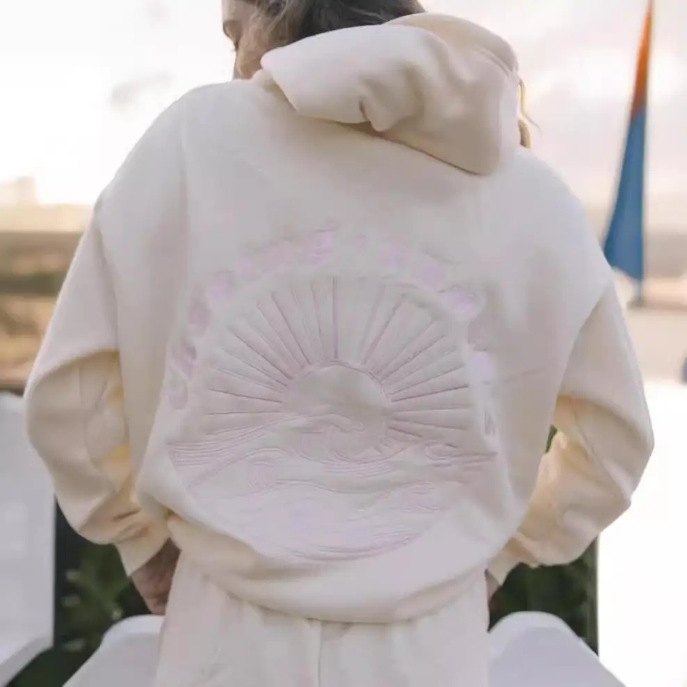 سويت شيرت نسائي طويل بغطاء للرأس من مادة البوليستر متوسطة الطول ملابس غير رسمية للشارع