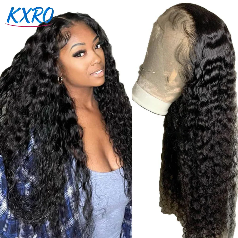 Peluca frontal de encaje 13x4 Deep Wave sin pegamento, densidad 250, rizada, con ondas de agua, encaje frontal HD transparente, de cabello humano virgen vietnamita, en oferta de liquidación para mujer, pre-arrancada, negra.