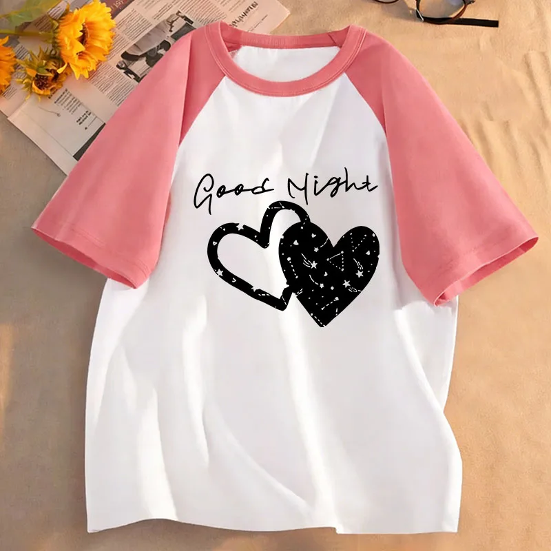 Good Night with Love Heart T Shirts Short Sleeve Kids Children's T-shirt Boys Girls Summer Spring Casual Top Tee Shirt view 2