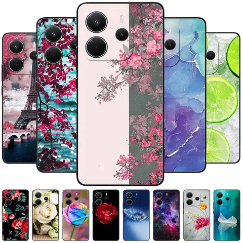 For Xiaomi Redmi Note 14 4G Case Flowers Printing Silicone TPU Soft Back Cases for Redmi Note14 4G Phone Covers NOTE 14 4G 2025