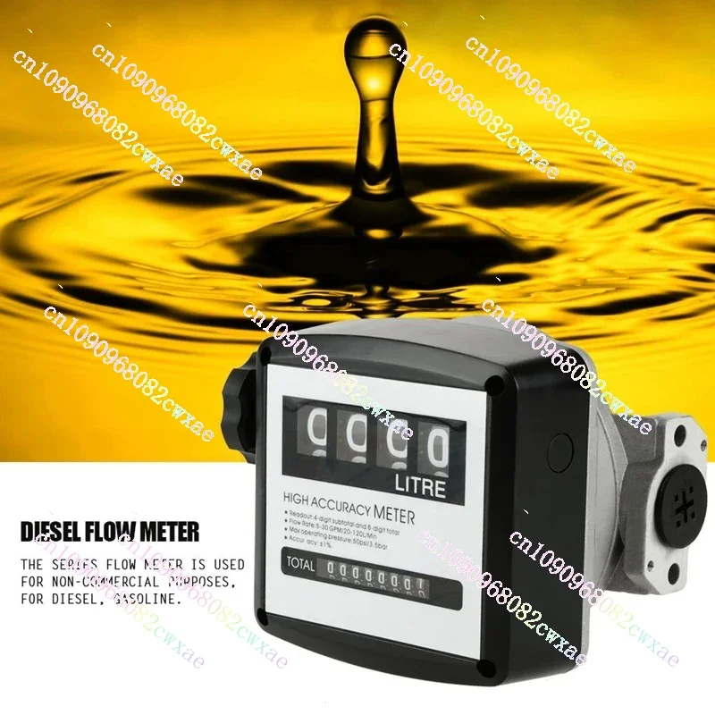 High Accuracy Mechanical Fuel Gauge 4Digit Fuel Flowmeter Digital Diesel Gasoline Flow Meter Internal Thread,5-30GPM/20-120L/Min