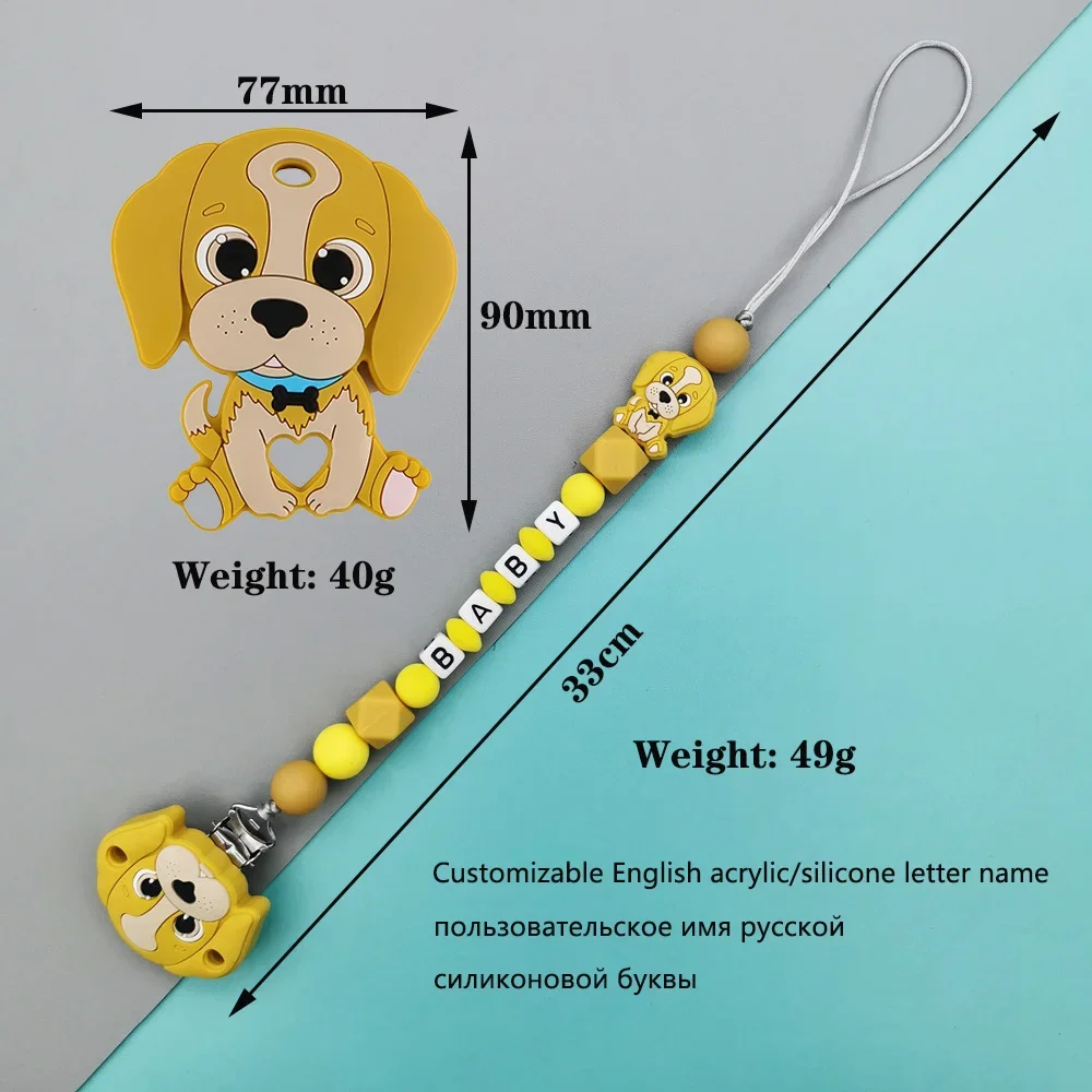 Customized English Russian Letter Name Baby Silicone Pendant Pacifier Clips Chains Chew Teether Baby Pacifier Kawaii Toy Gifts