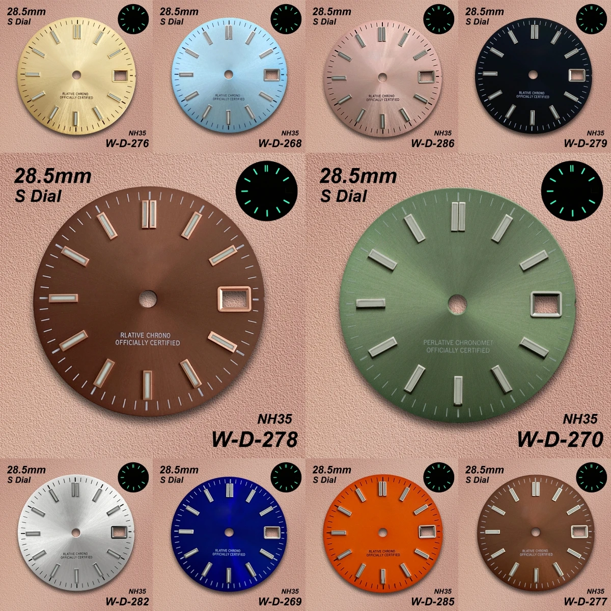 28.5mm Sunray S Dial Fit NH35/NH36 Movement  Green Luminous High Quality Watch Modification Accessories Fit 3/3.8 O'clock
