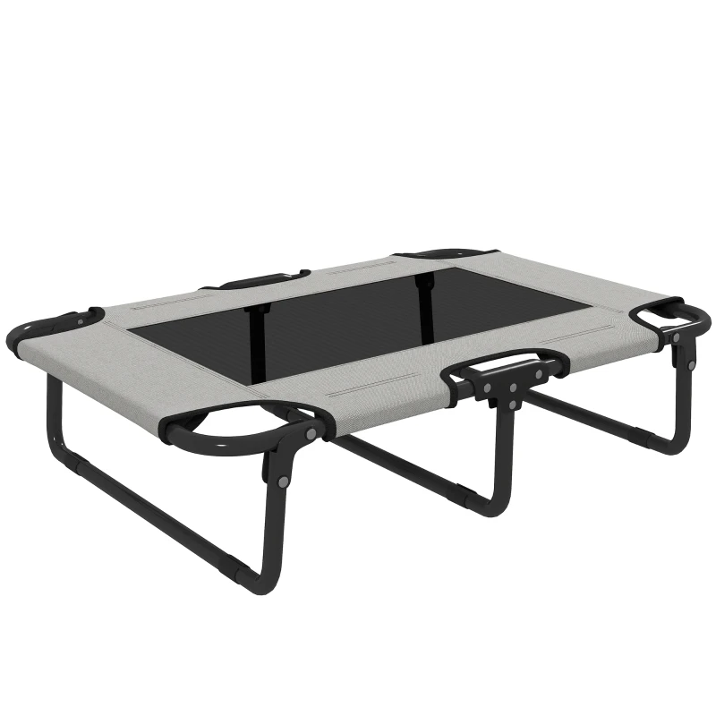 Klappbares Erhöhtes Hundebett - Outdoor-Haustierliege mit Netzdesign - Hellgrau, 75 x 51 x 18 cm