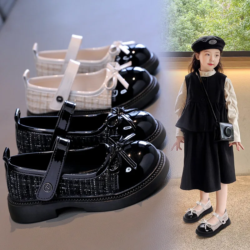 

Embroidered Princess Shoes Ancient Style Solid Color Soft Soled Shoes Spring Autumn Children Hanfu Fashion Leather Shoes Girls