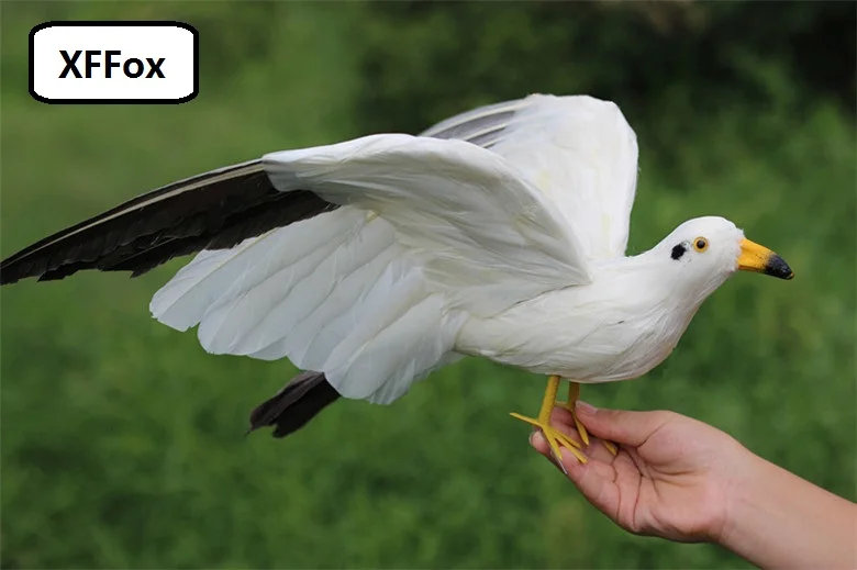 cute real life foam&feather wings seagull model bird gift about 30x45cm d0140