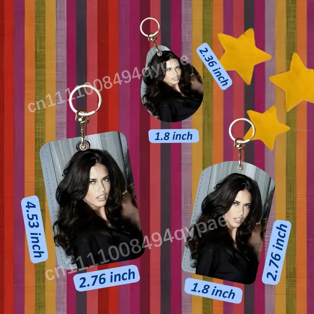 Fashion A-Adriana Lima Model 1PCS Leather Card Holder Keychain Door Lock Access Tags ID Card Case Access Card Bag Key Tag Ring view 4