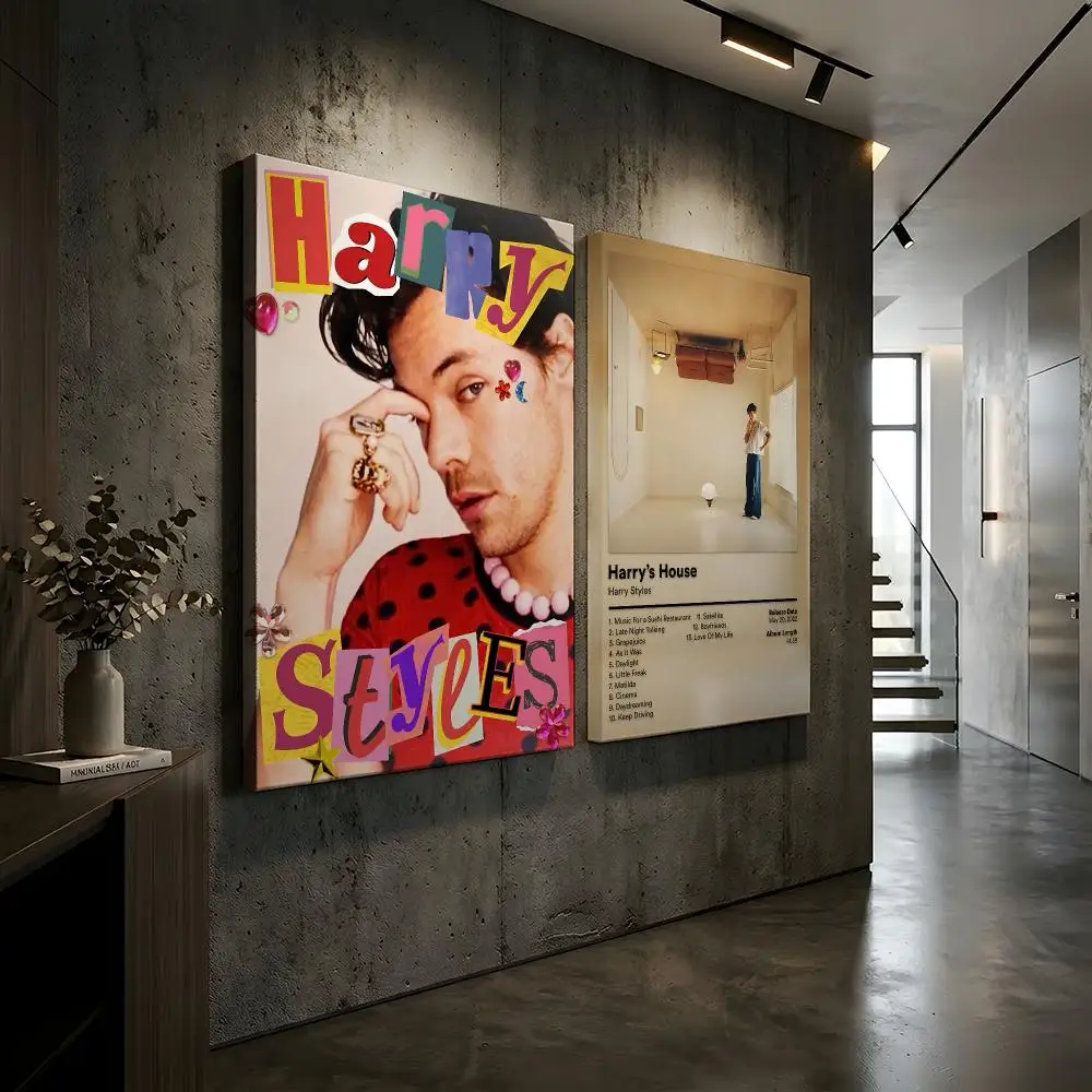 H-Harry Styles Singer Album Painting Calligraphy HD Modern Style Inner Frame Canvas Poster Bedroom Room Hallway Wall Art Decor