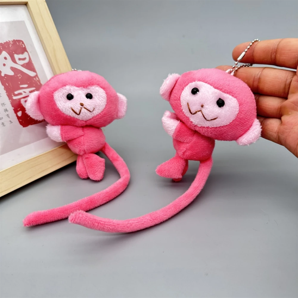 漫画ロングテールモンキー人形キーチェーンペンダント DIY ぬいぐるみ人形キーホルダーバックパックペンダントアクセサリーギフト子供のための