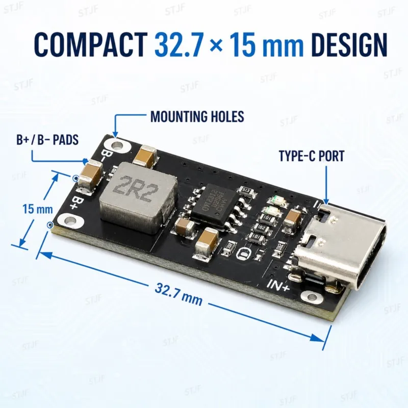 Type C USB Input High Current 3A Polymer Ternary Lithium Battery Quick Fast Charging Board IP2312 CC/CV Mode 5V To 4.2V
