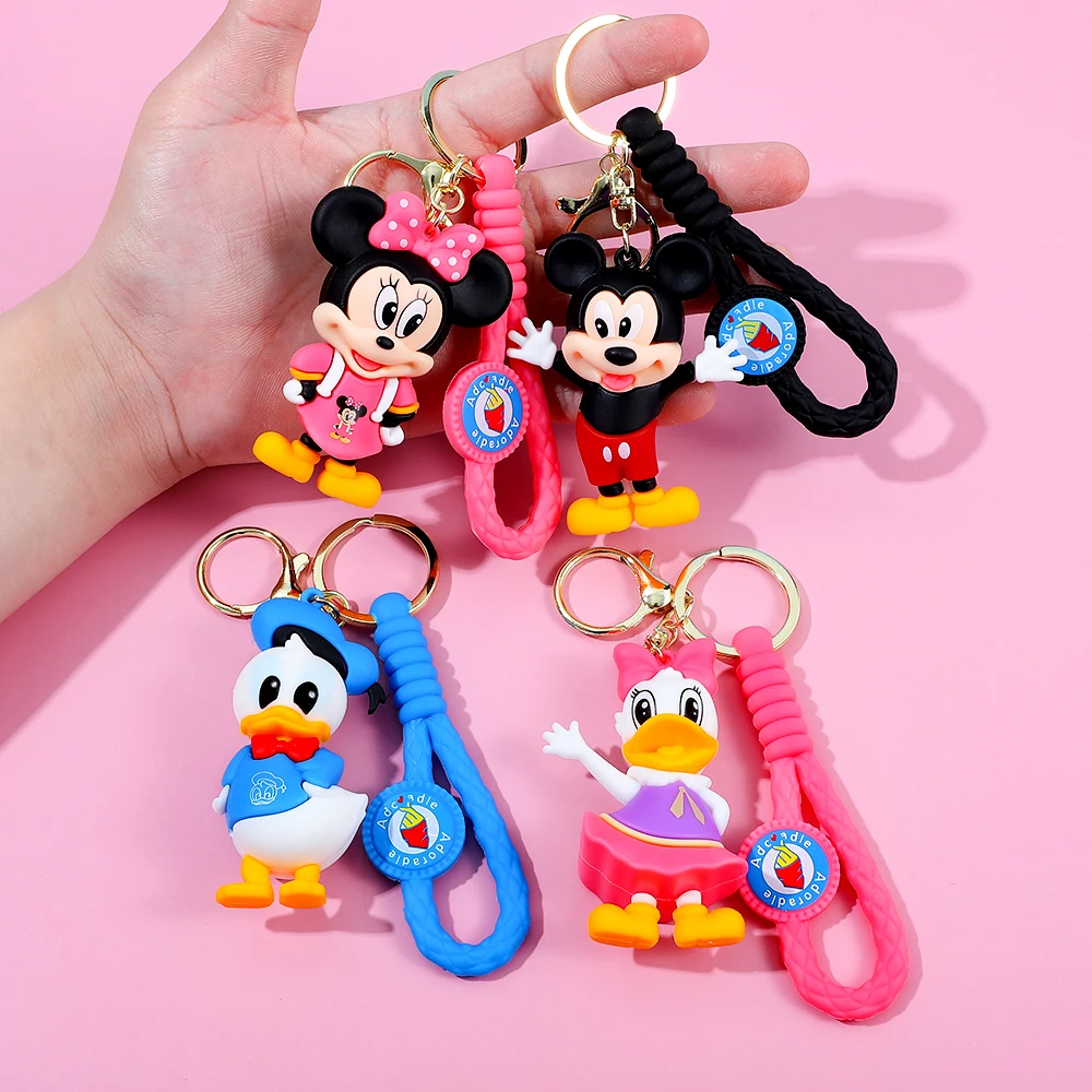 Chaveiro de desenho animado série Disney Mickey Minnie, boneca de chaveiro de suspensão de desenho animado, chaveiro de carro, mochila, decorações suspensas