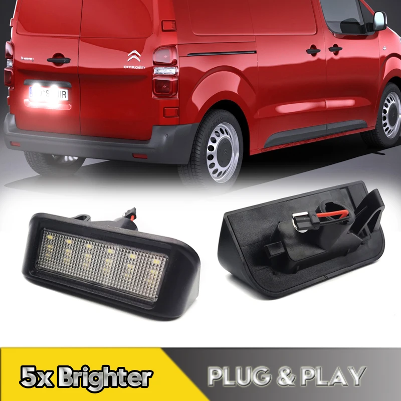 2Pcs For Fiat Scudo LED Number License Plate Lights Lamps For Toyota Proace Oepl Peugeot Expert Partner Citroen Berlingo Jumpy