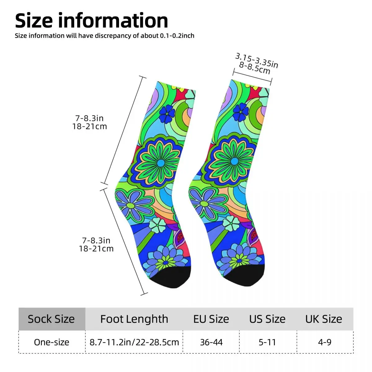 Hippy Trippy Flower Power Pattern Men Socks Windproof Novelty Spring Summer Autumn Winter Stockings