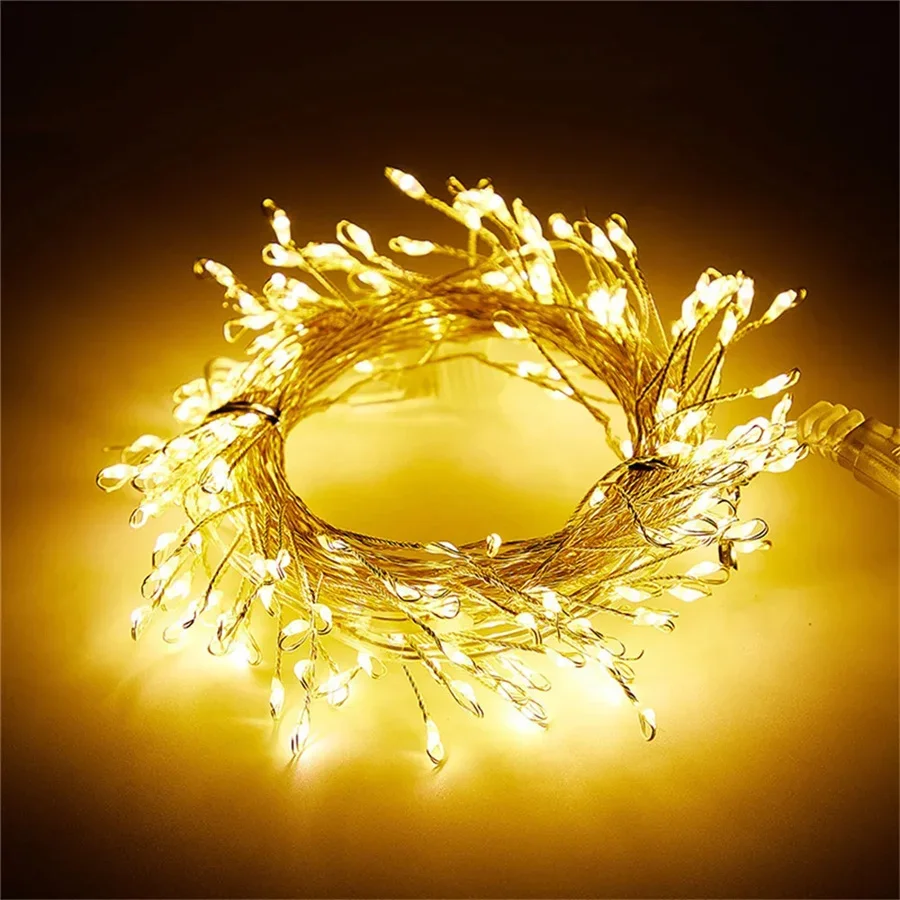 Nuevo LED alambre de cobre petardo cadena de luces alimentadas por USB 6M guirnalda de jardín luces de hadas para decoraciones navideñas para fiesta de boda