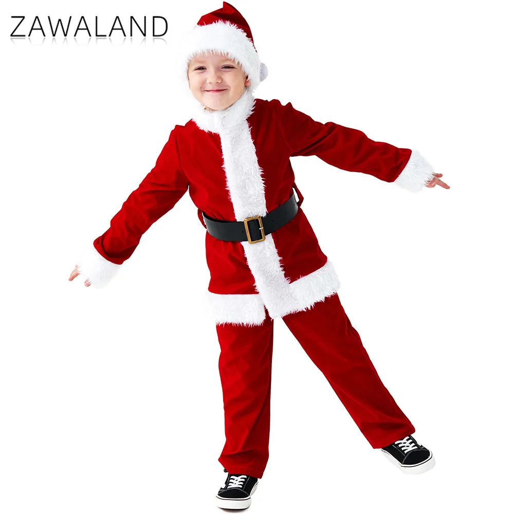 

Christmas Santa Claus Cosplay Costume 4pcs Velvet Full Set Clothes Xmas Party Dress Up Winter Festival Stage Performance Outfits