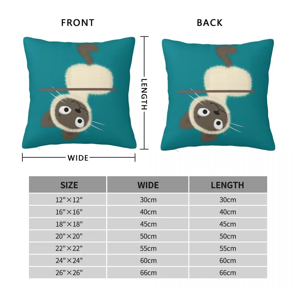 Siamese Kitten Upside Down Square Pillowcase Polyester Linen Velvet Pattern Decorative Pillow Case Sofa Cushion Cover Wholesale