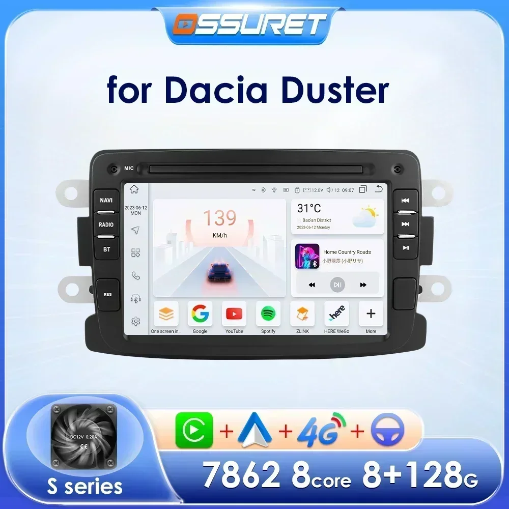 Android Car Radio for Dacia Duster Logan Sandero Renault Captur Symbol Dokker carplay Car Stereo Multimedia Audio Player Wifi