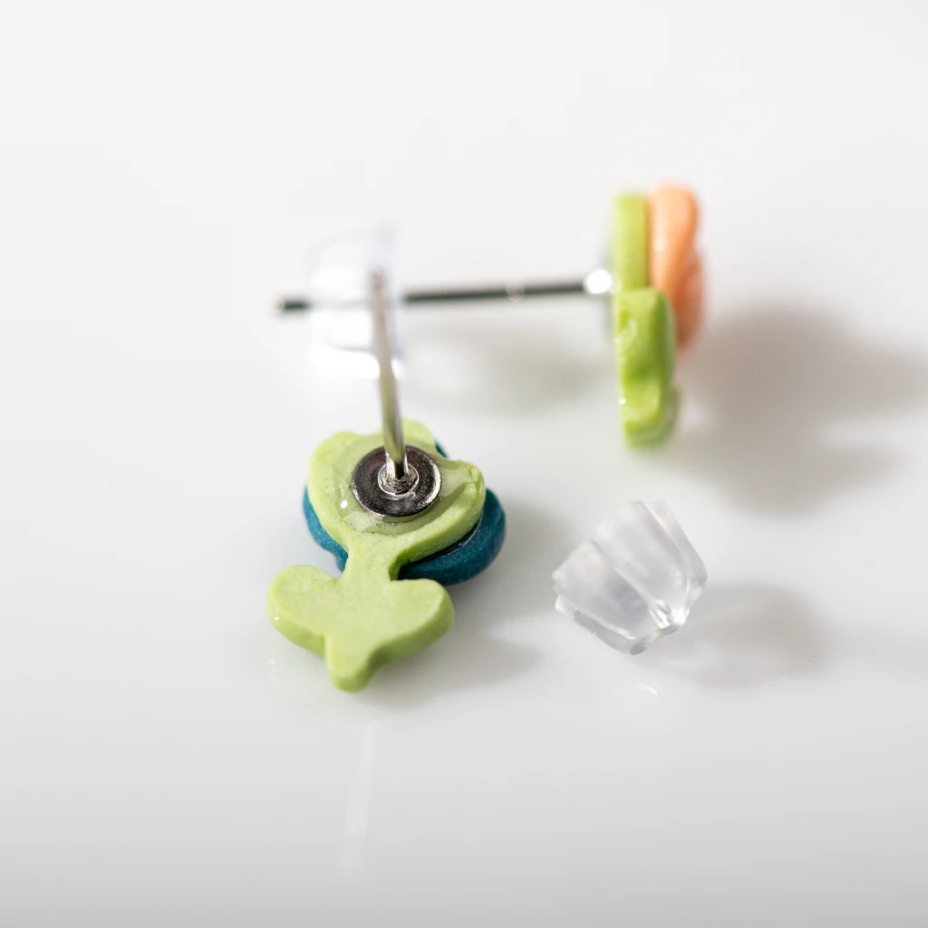 Multicolor Small Tulip Flower Ceramic Stud Earrings Anti-allergic Steel Needle Gift Ornament Luxury Z604