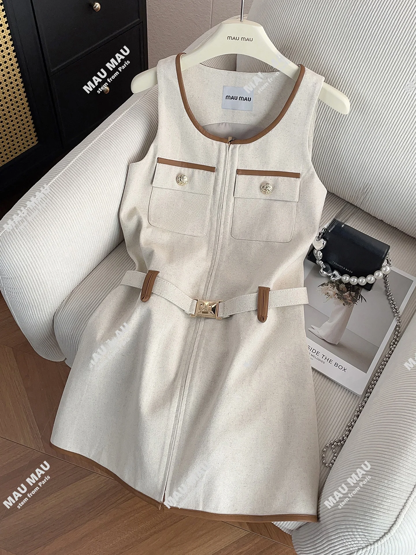 

Ele High-Waist Vest Dr ort Svel Women's Faion Summer Dr Belted Age-Defng Quali Commute Sle Clothing