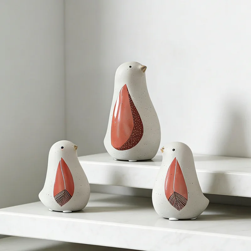 2 PCS Ceramic Bird Modern Simple Desktop Ornaments Nordic Creative تحف كبيره للمنزل Статуэтки Кошек