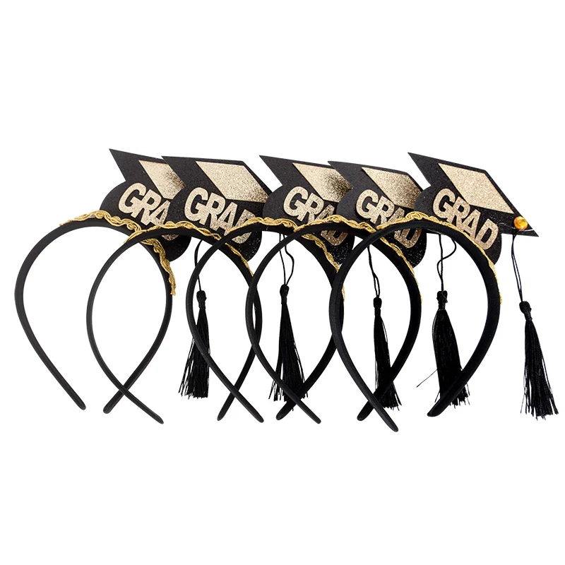 

1PCS Grad Cap With Tassels Headband Satin Sash 2025 Graduation Party Decoration Supplies Photo Props Mini Bachelor Hat Decor