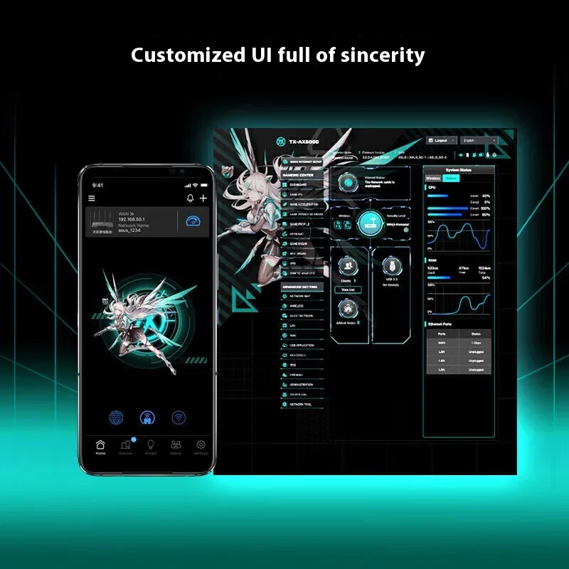 ASUS TX-AX6000 Gaming Router, 2.5G dual port, AiMesh Networking Exclusive Esports Port