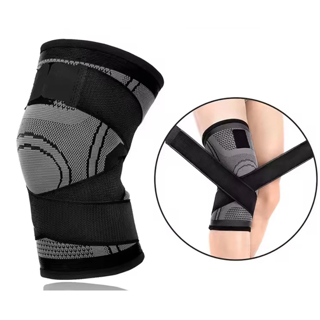 1pc Adjustable Knee Support Brace Compression Sleeve with Strap, Breathable Knee Pads for Men Women Running Gym Cycling Sports