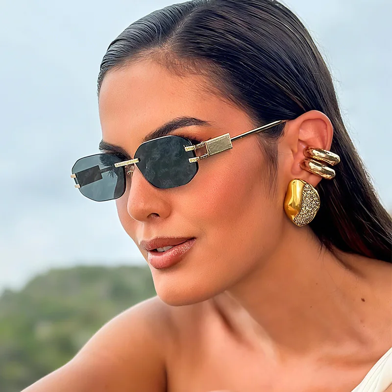 

Новые металлические солнцезащитные очки 2025 года без оправы, модные, поляризованные, для защиты от солнца, для квадратных, овальных и круглых лиц, стильный дизайн