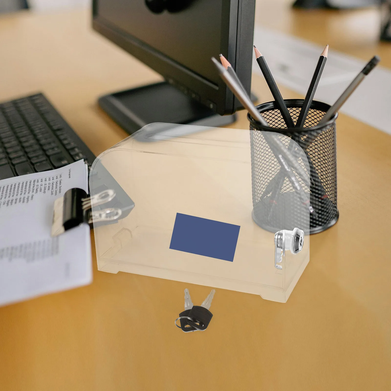 

2Pcs Acrylic Donation Box with Lock Clear Front Slot for Fundraising Voting Suggestion Complain Letter Mailbox Use in Office