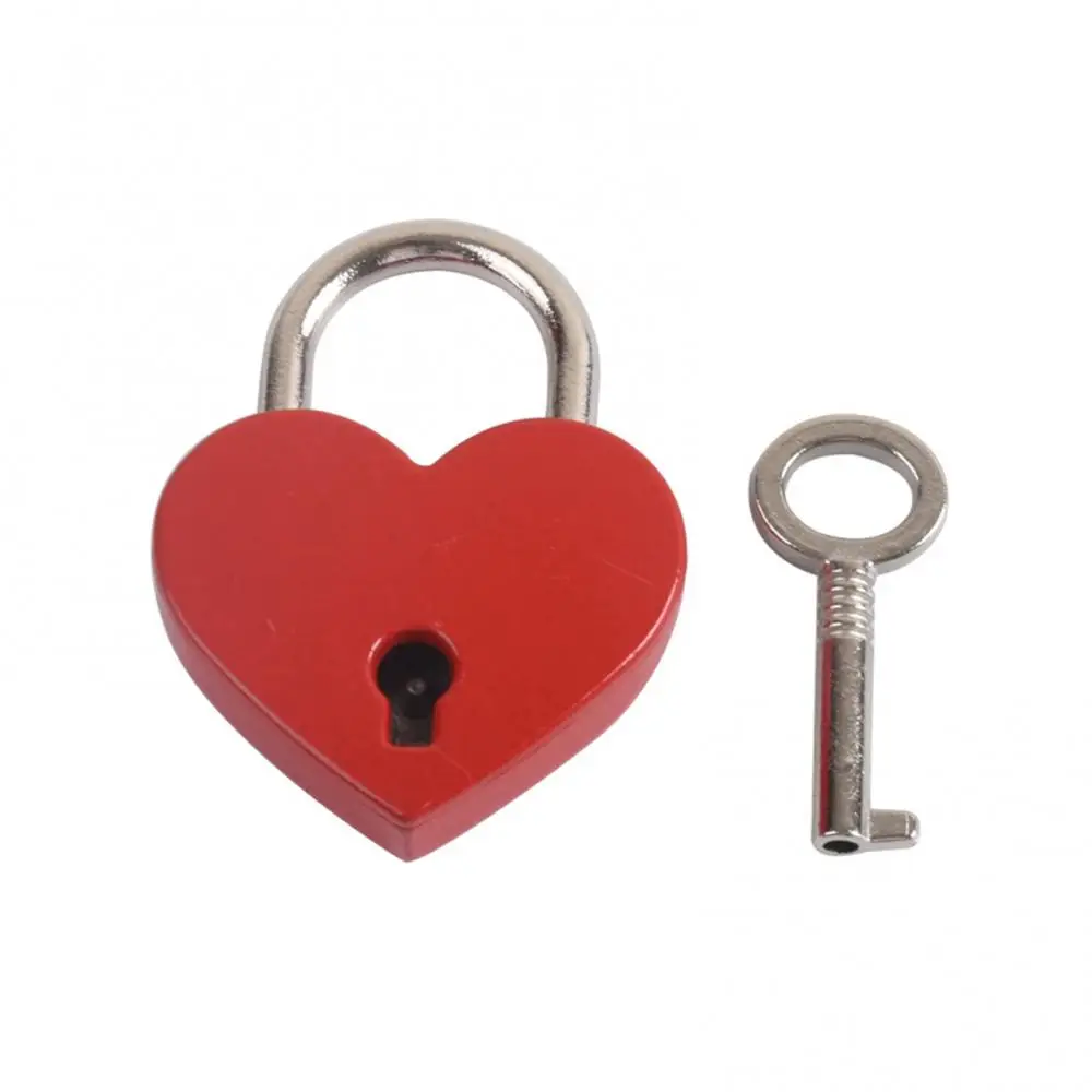 Vintage Heart Shape Drawer Lock Mini Padlock Bag Travel Suitcase Luggage Box Case Key Lock