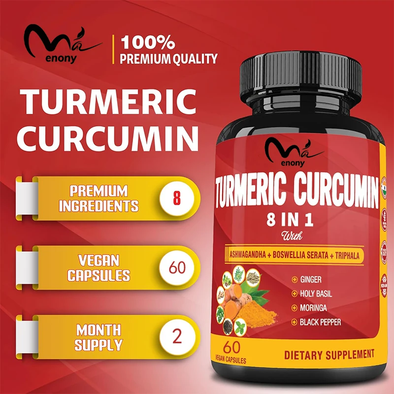 Curcumin Capsules - Contains frankincense, San Guo Bao, ginger, basil, Moringa, and black pepper, 60 capsules