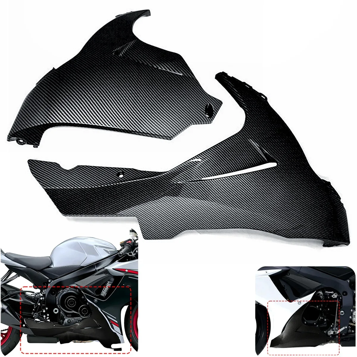 Carbon Fiber Pattern Side Belly Pan Fender Trim Cover Panel Fairing Cowl Replace Repair For suzuki Gsx-r gsxr 600 750 11-19 k11