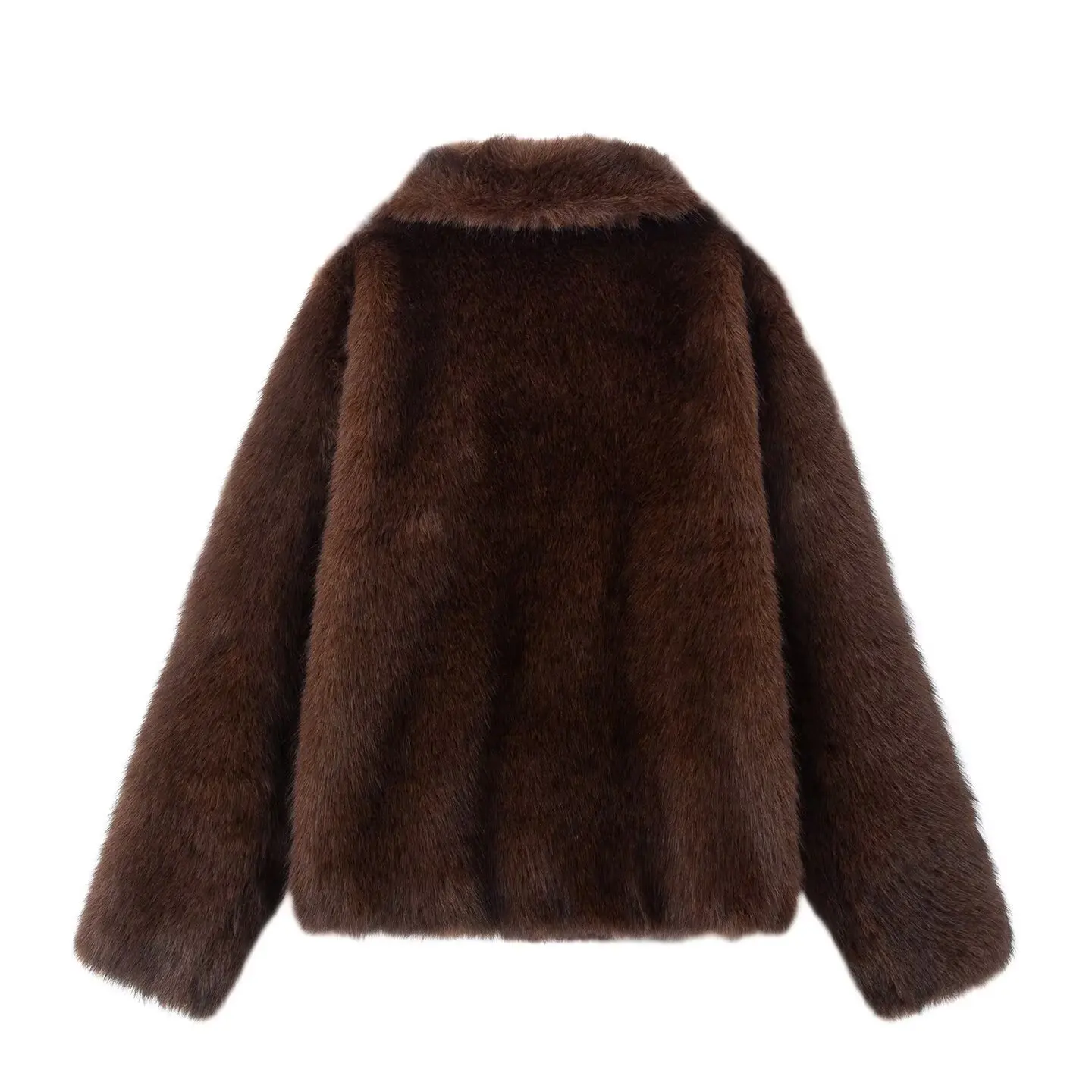 KIDCRKJ Reversible Women Spring Suede Jacket Lapel Collar Single Breasted Female Thick Outwear Retro Brown Windproof Lady Jacket