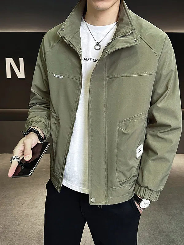 

Casual Stand Collar Jaet Men's Outerwear Stand Fit Polyester Fiber Anti-Wind Spring Autumn Winter Leisure Sle