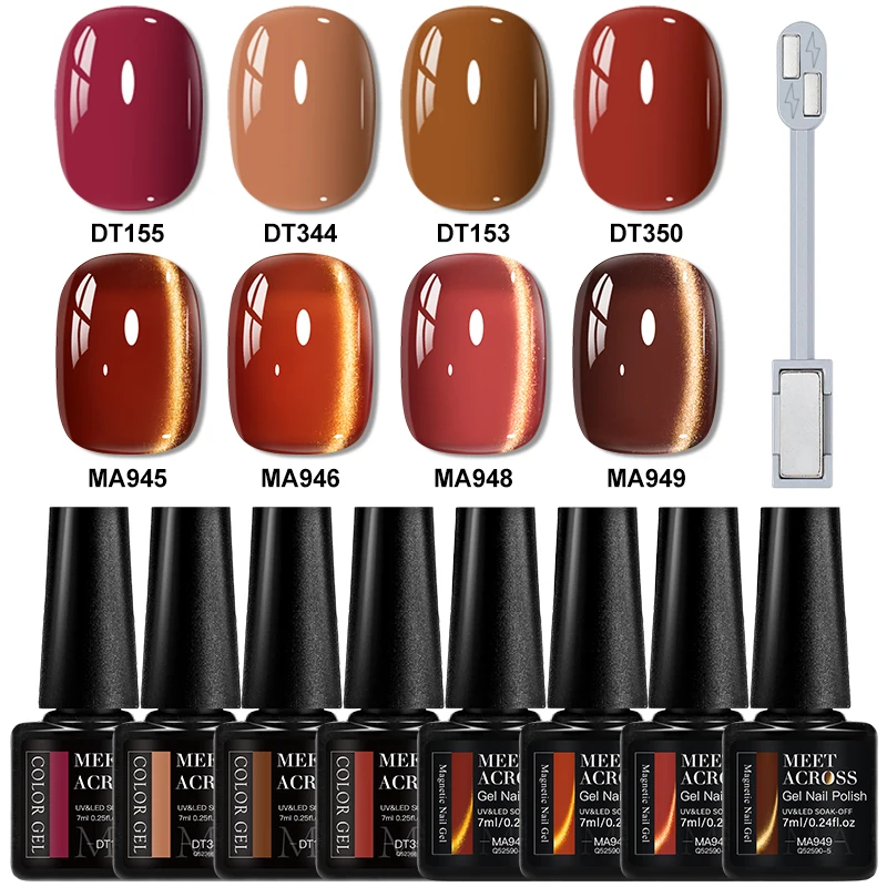 9 pz Rosso Glitter Gatto Gel Magnetico Smalto Set Vino Rosso Caffè Marrone Semi Permanente Soak Off Gel UV Vernice Unghie Artistiche Manicure