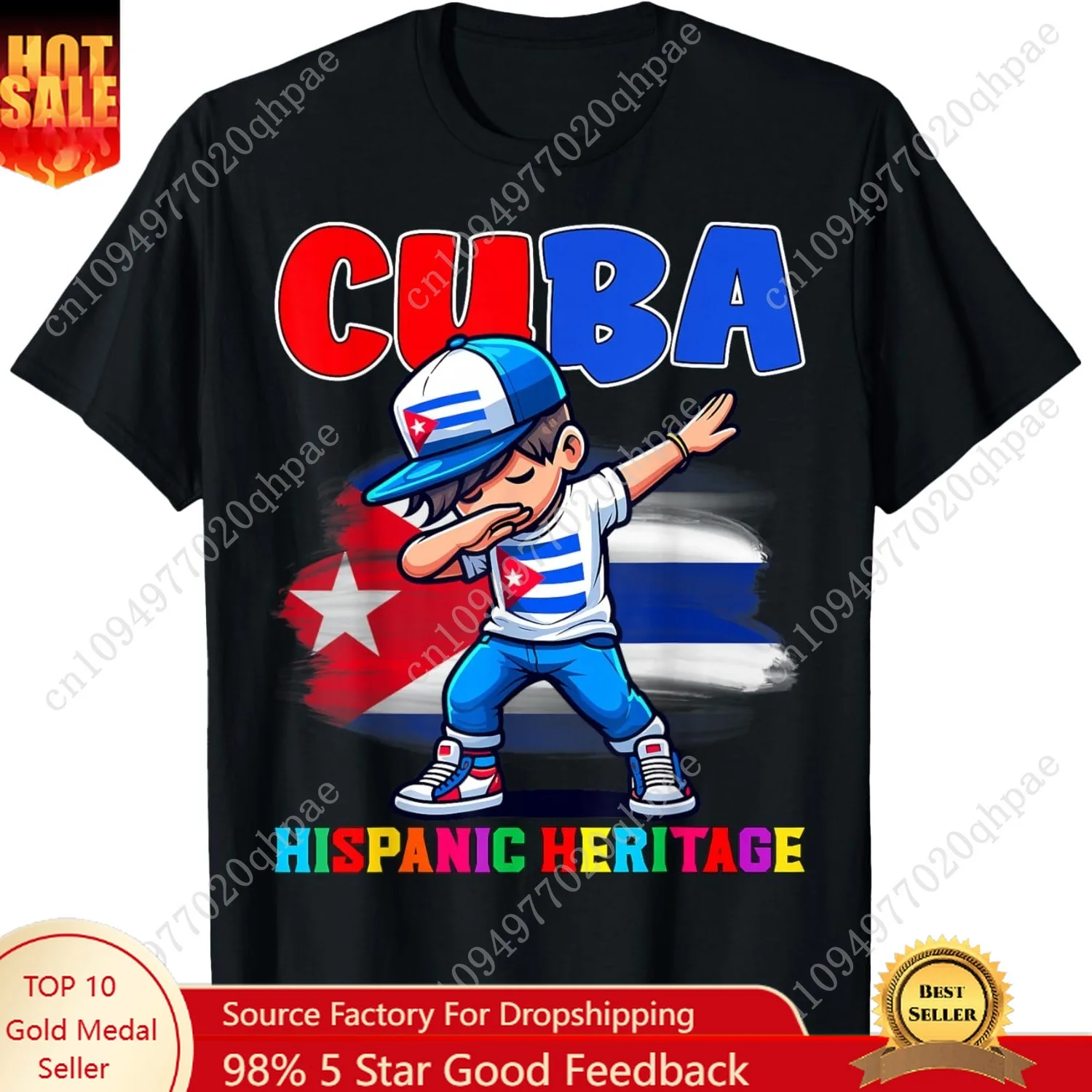 

Cuba Dabbing Kid Hispanic Heritage Celebration for Kids T-Shirt