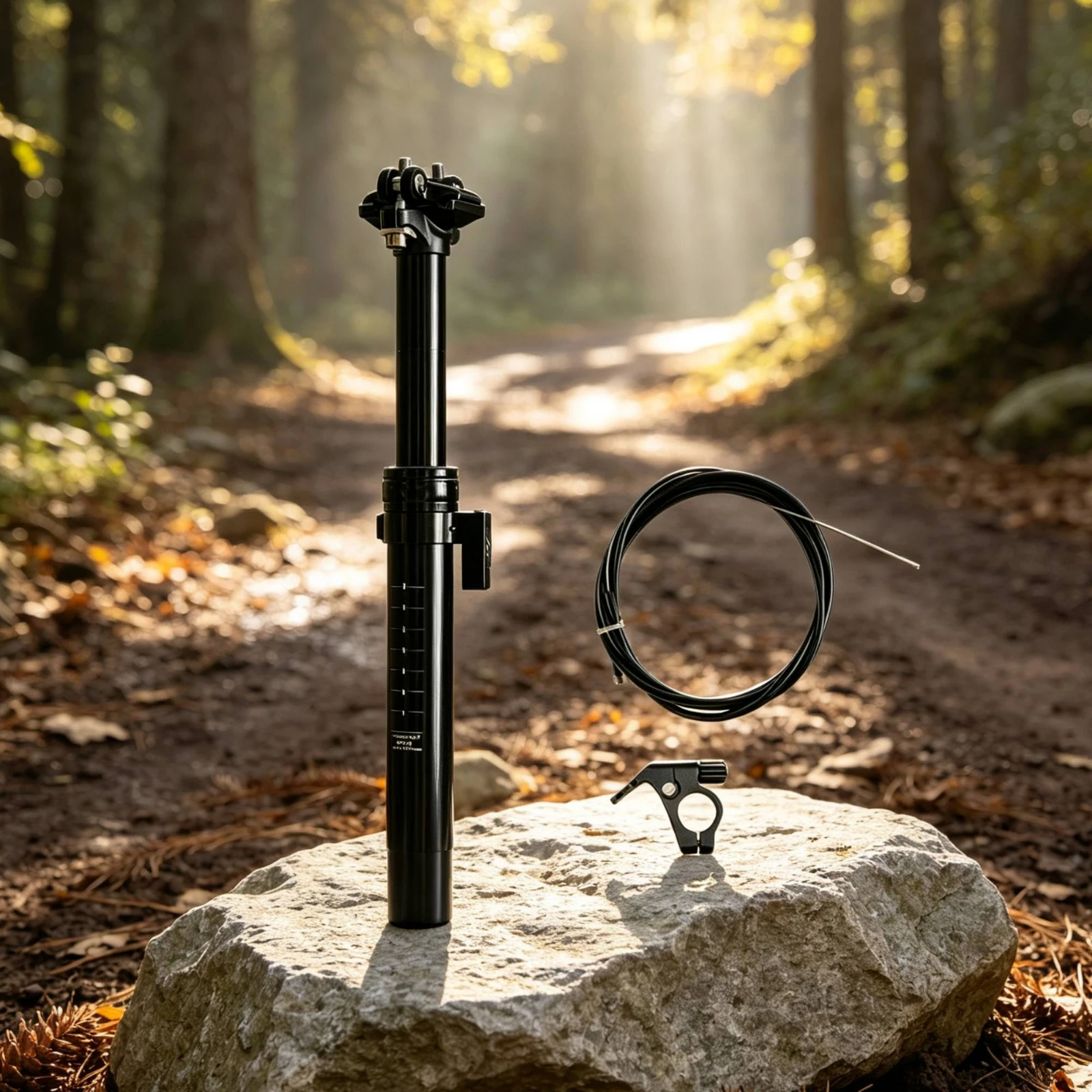 External Cable Dropper Seatpost 100mm Travel Dropper Seatpost with Handlebar Control Automatic Rebound Height Adjustable