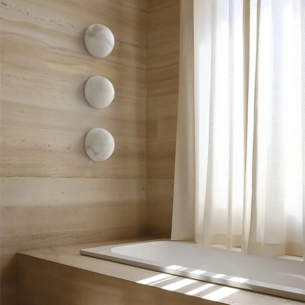Natural Alabaster LED Wall Lamp Nordic Round Marble 3000K White Light Ball Marble LED Wall Lights Bedroom Living Room Home Decor