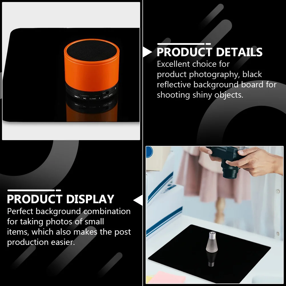 

Photography Backdrop Board Black Acrylic Reflective Surface For Product Photo Studio Background Tool Lightweight Smooth Finish