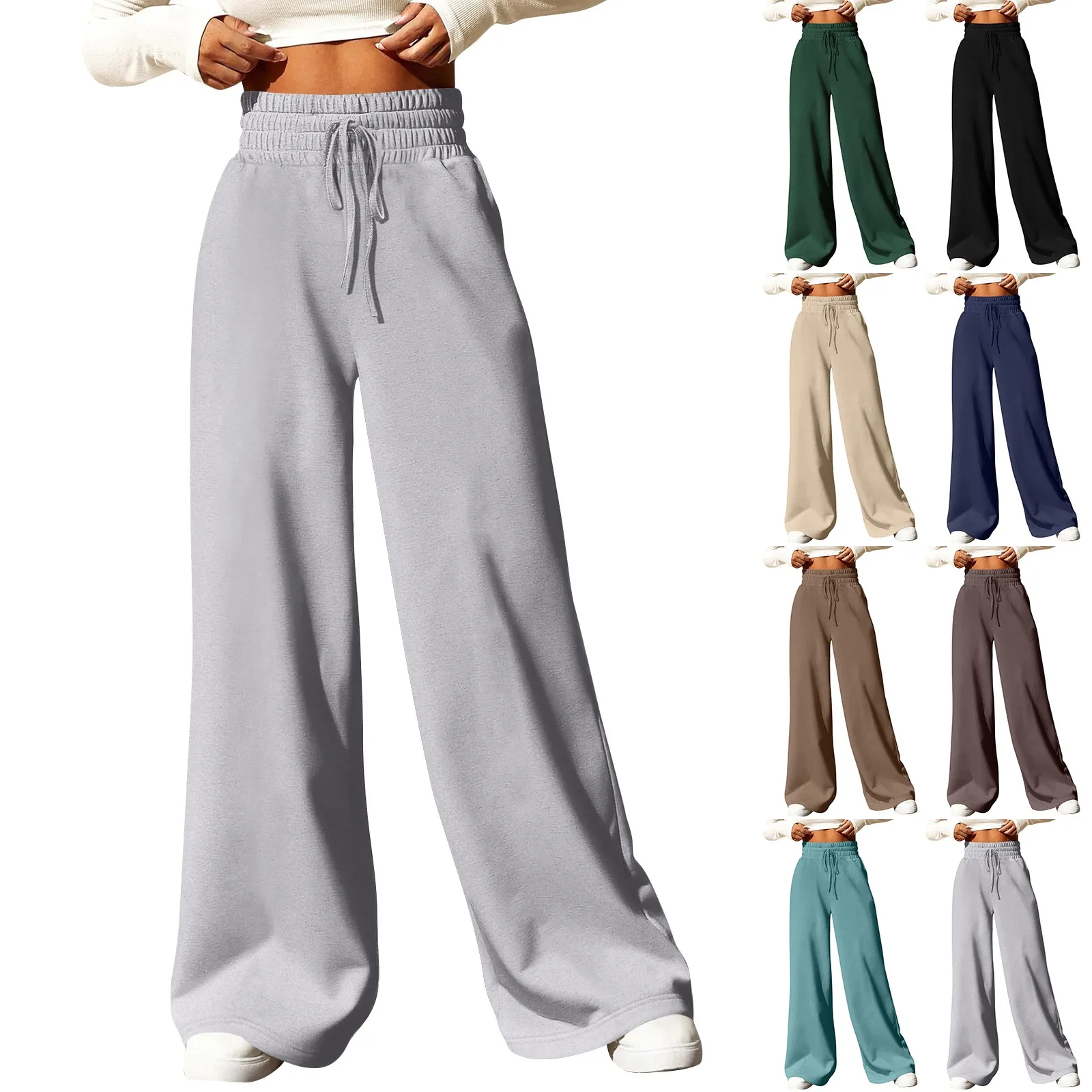 Womens Wide Leg Sweatpants Casual Loose Solid Color Pants Comfy  Joggers Baggy Sweatpants Pockets Pants for Women Women’s Pants