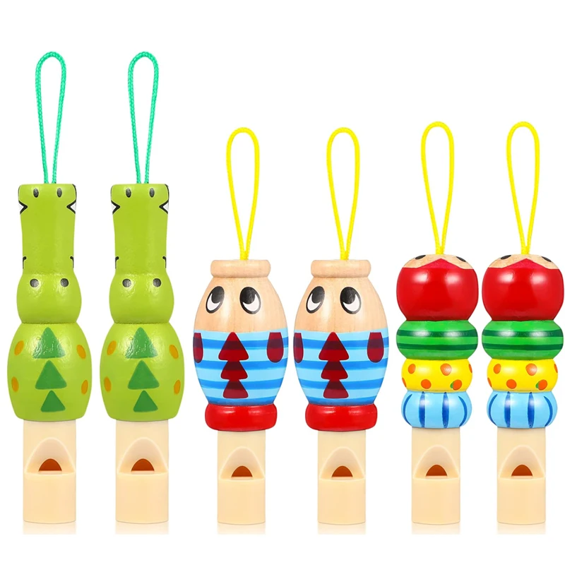 

12/6PCS Wooden Animal Whistle Cartoon Noise Makers for Kids Musical Toys Party Favors Birthday Boy Girl Babyspielzeug