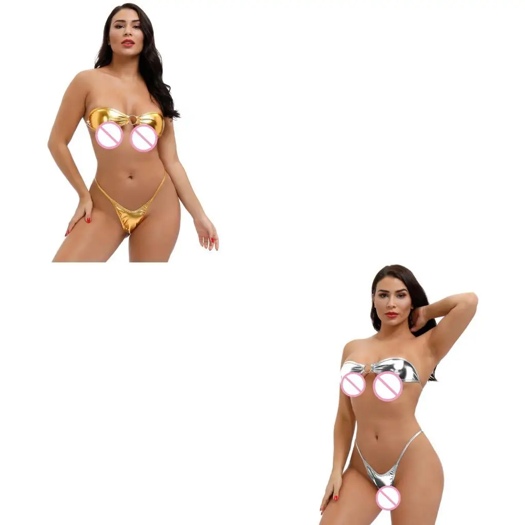 

652F Women's Three Point Erotic Lingerie Set Lace Up Bra G String Thong Strapless Set Porno Lingerie