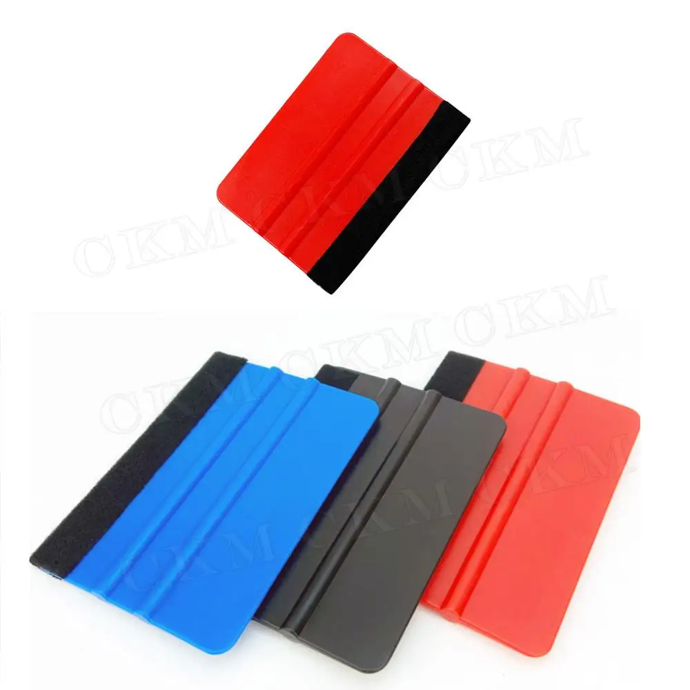 Auto Styling Vinyl Carbon Fiber Window Ice Remover Cleaning Wash Car Scraper With Felt Squeegee Car Tools Film Wrapping 1 PCS