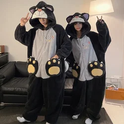 Kigurumis Cat Kawaii Sleepwear Women Men Pajamas Onesie Winter Thicken Pyjama Jumpsuit Zipper Funny Cute Couples One-piece