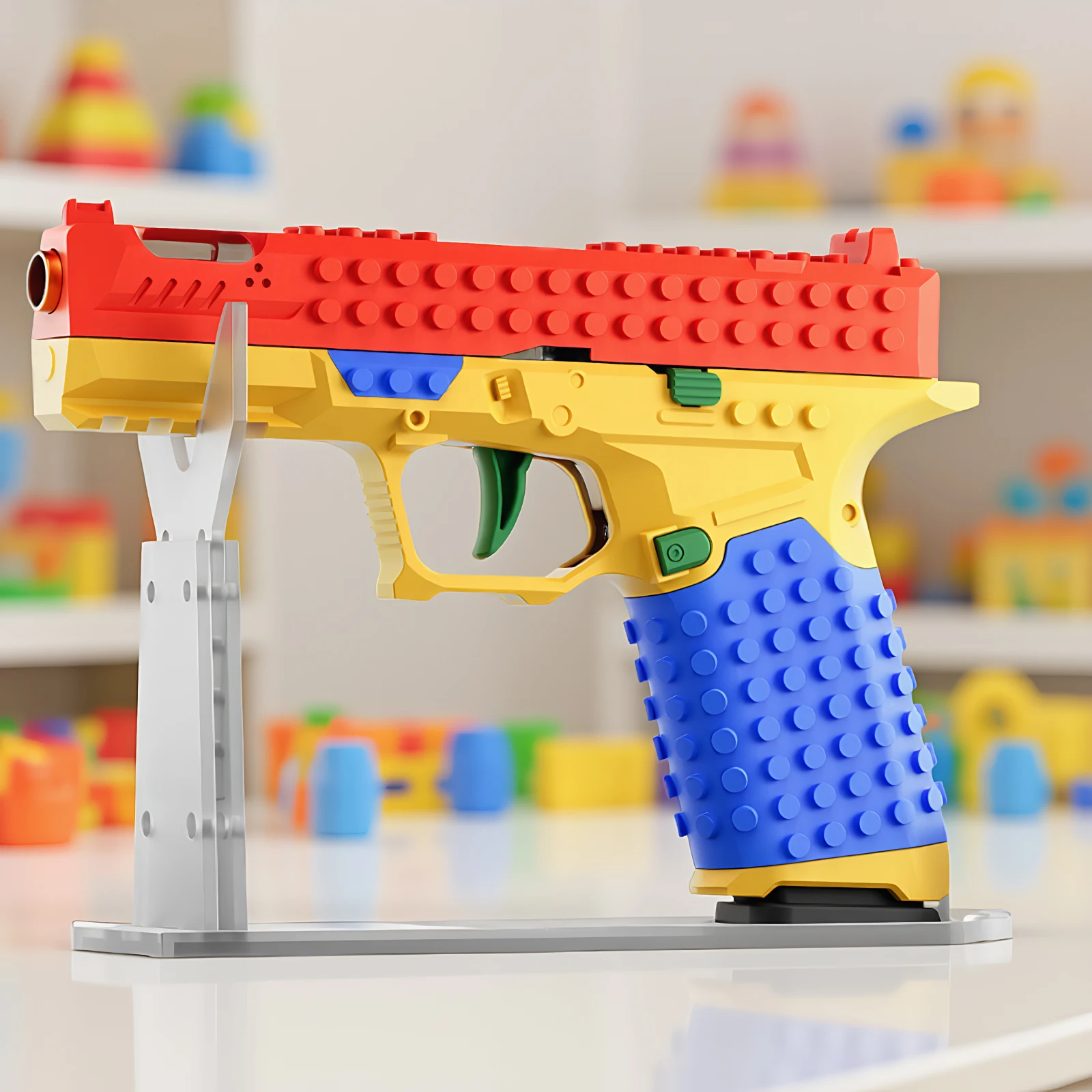 Pistolet na klocki konstrukcyjne SIG17, automatyczny, z wyrzutem nabojów, z efektem blowback, na miękkie kulki, ciągłe strzelanie, do gier wojennych na zewnątrz dla chłopców.