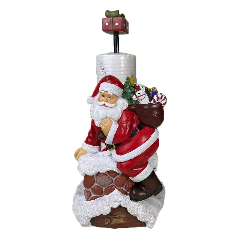 NORTHEUINS Santa Claus Figurines Resin Tissue Storage Rack Xmas Christmas Home Navidad Decor Kitchen Dining Table Accessories